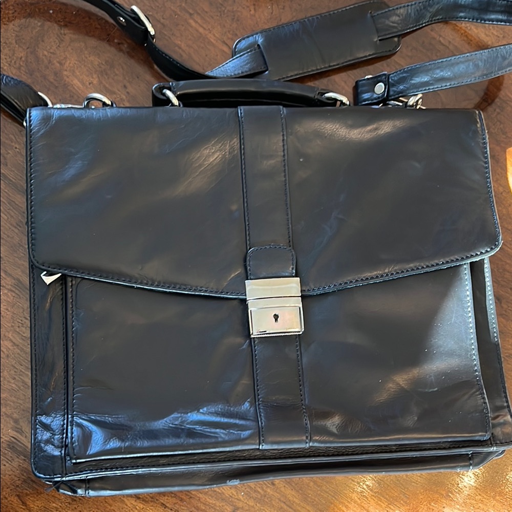 Genuine Leather Black Briefcase/Sachel